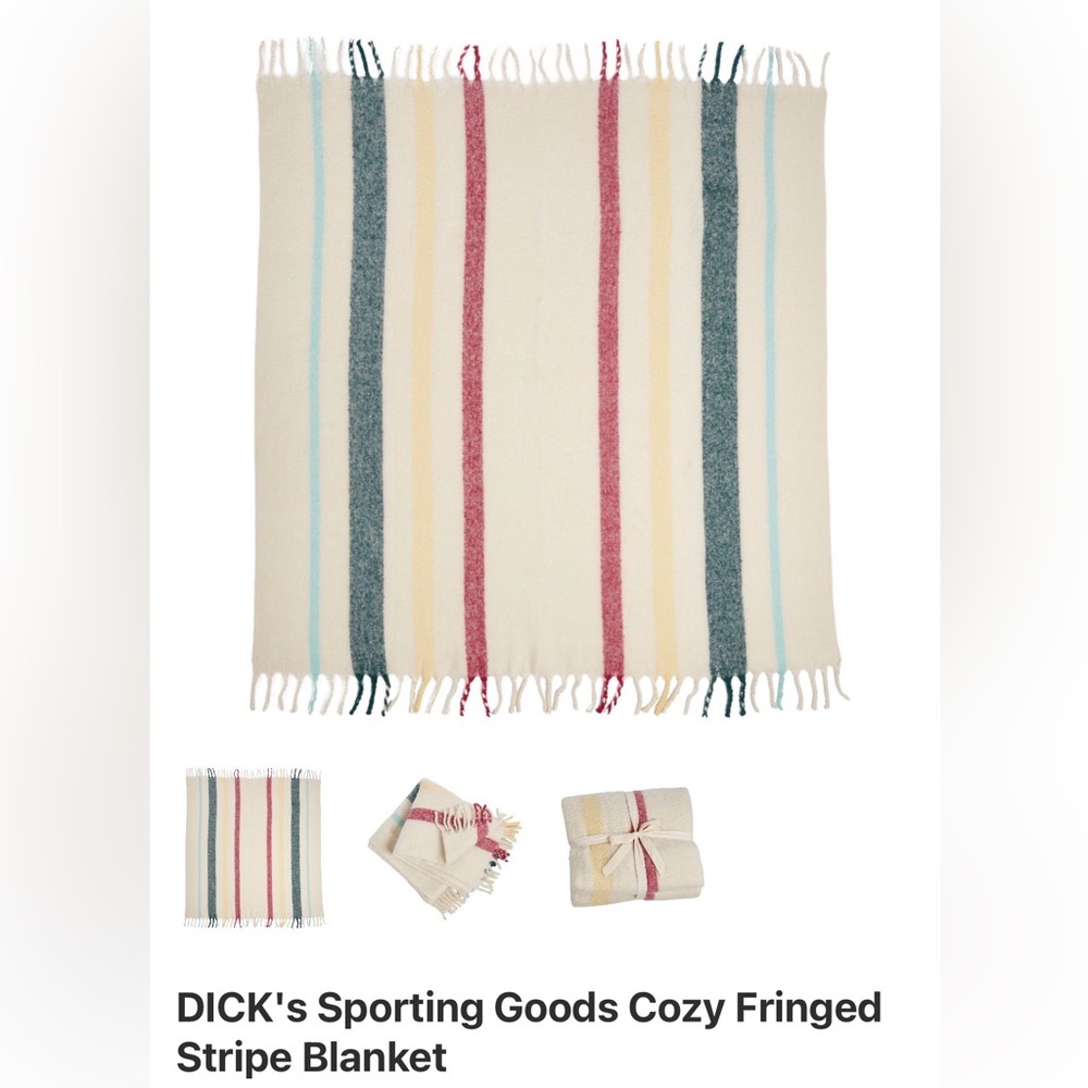 Dicks sporting goods cozy fringe striped blanket throw NWT - Picture 1 of 6